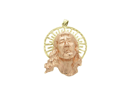 Two Tone Plated Aura of Jesus Head Pendant